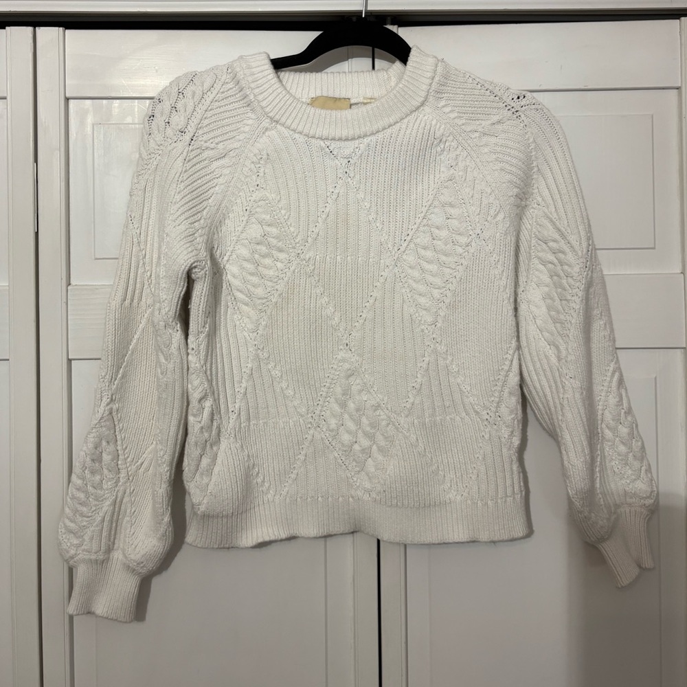 Elie Tahari cable knit Elegant White Cable Knit Sweater
